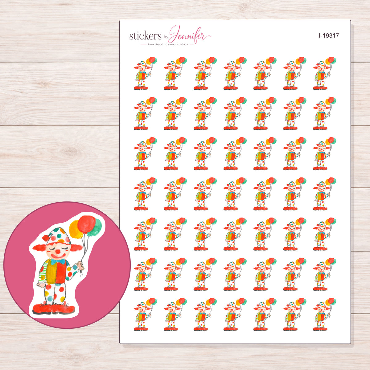 I-19317 planner sticker sheet with enlarged sticker detail