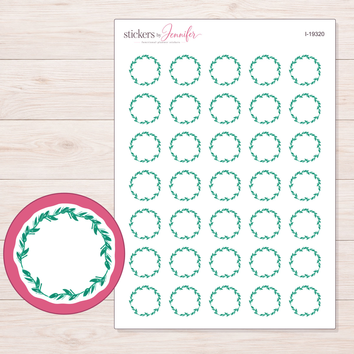 I-19320 planner sticker sheet with enlarged sticker detail