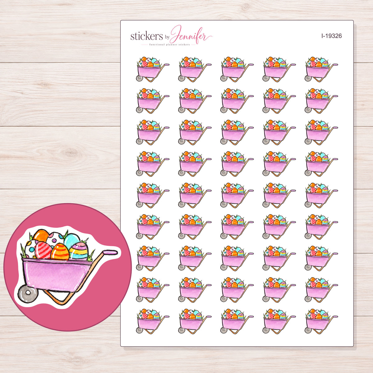 I-19326 planner sticker sheet with enlarged sticker detail