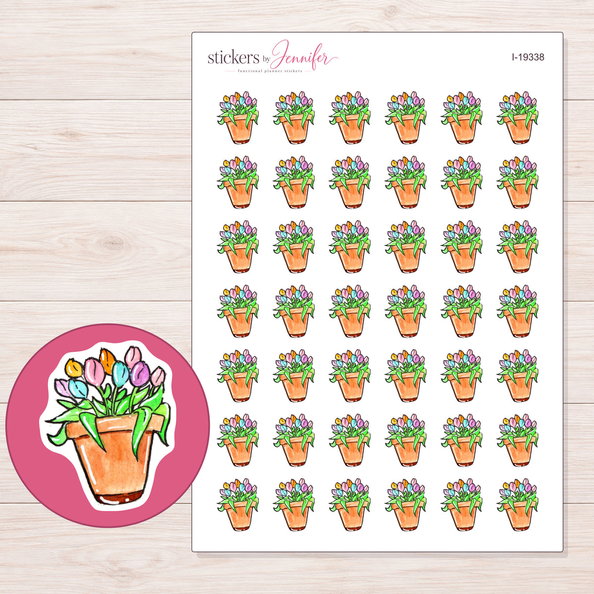 I-19338 planner sticker sheet with enlarged sticker detail