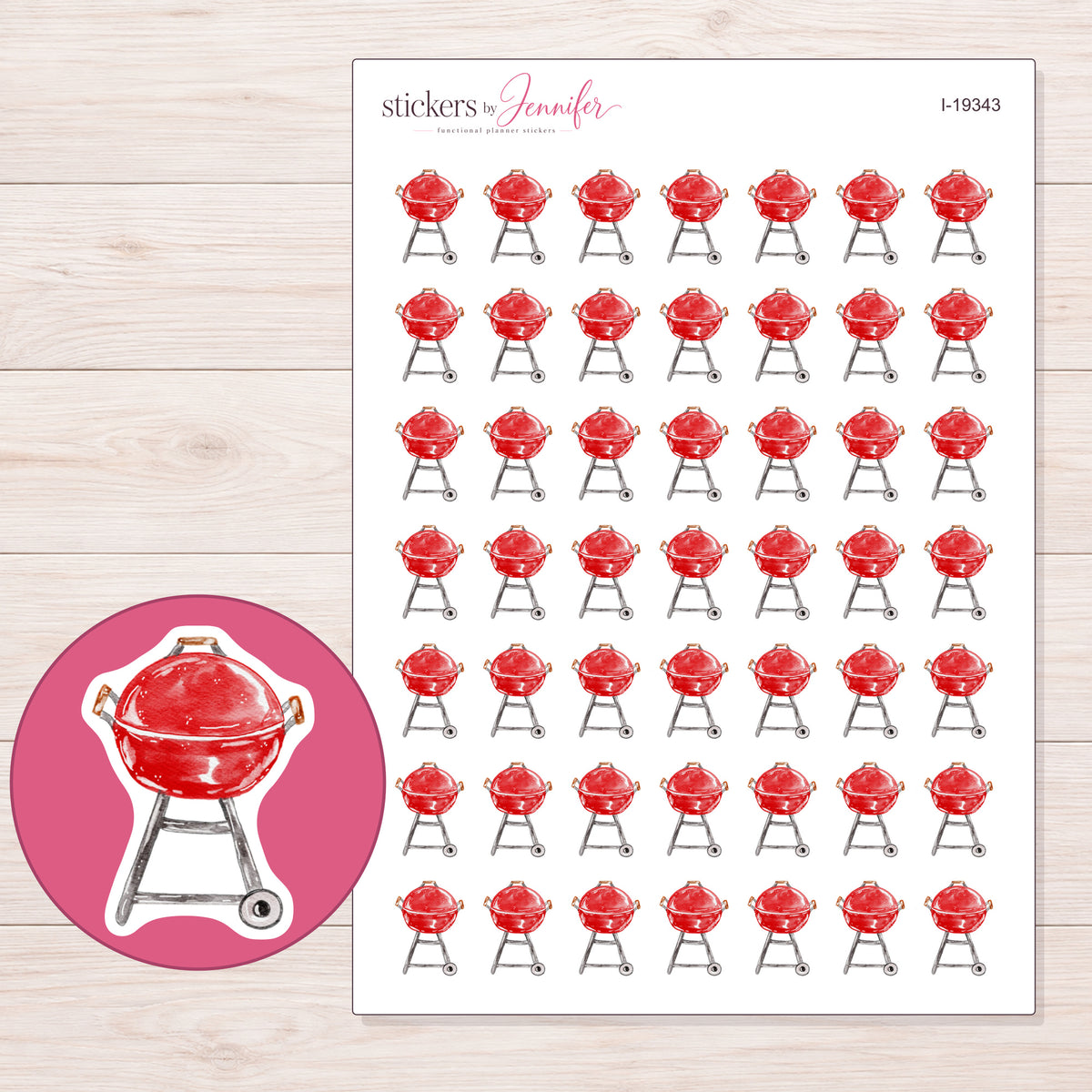 I-19343 planner sticker sheet with enlarged sticker detail