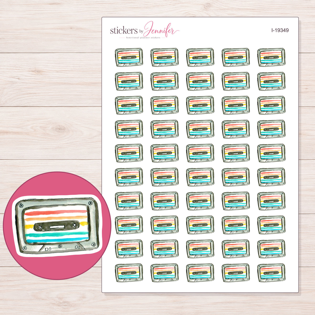 I-19349 planner sticker sheet with enlarged sticker detail