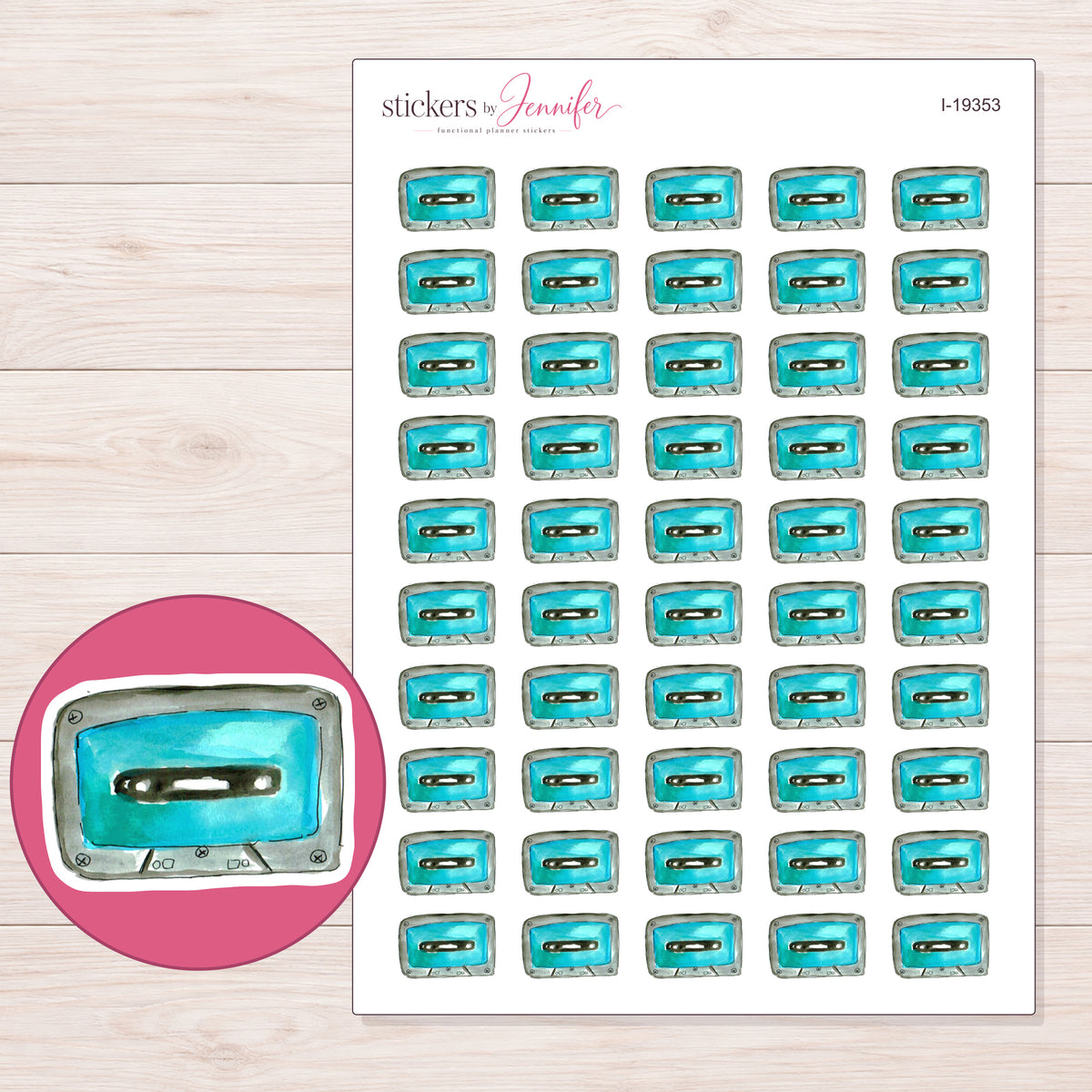 I-19353 planner sticker sheet with enlarged sticker detail