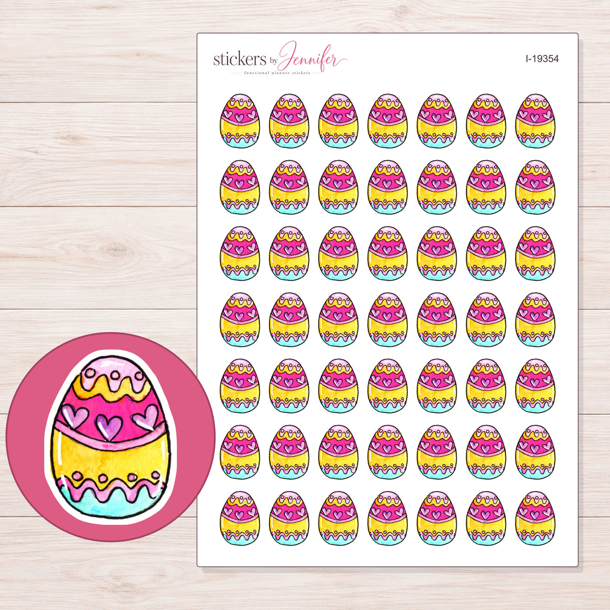 I-19354 planner sticker sheet with enlarged sticker detail