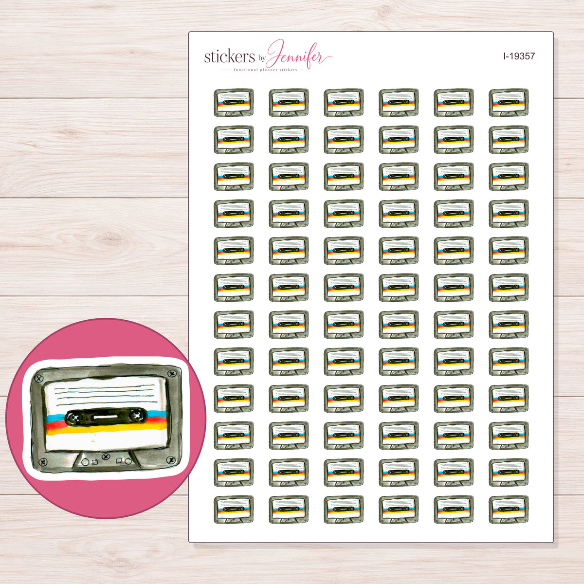 I-19357 planner sticker sheet with enlarged sticker detail
