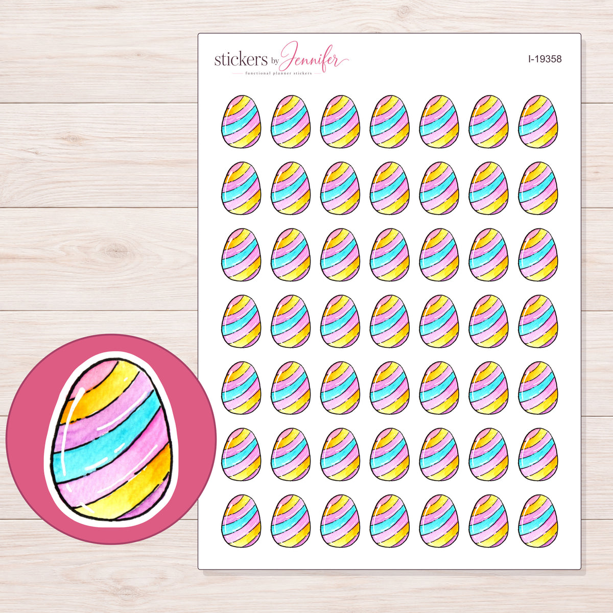 I-19358 planner sticker sheet with enlarged sticker detail