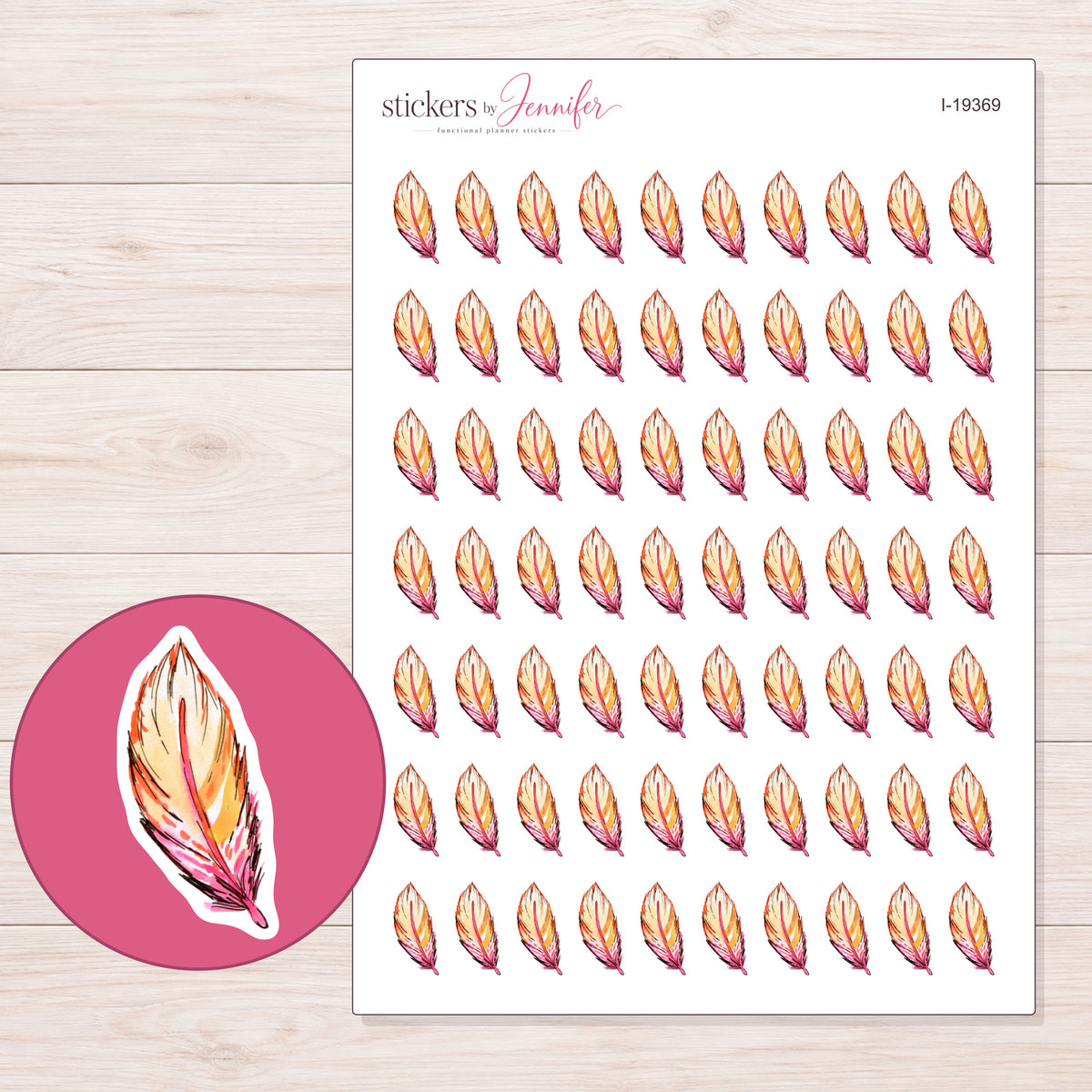 I-19369 planner sticker sheet with enlarged sticker detail
