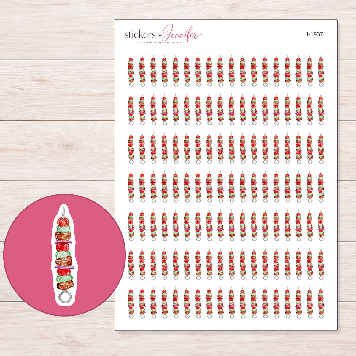 I-19371 planner sticker sheet with enlarged sticker detail