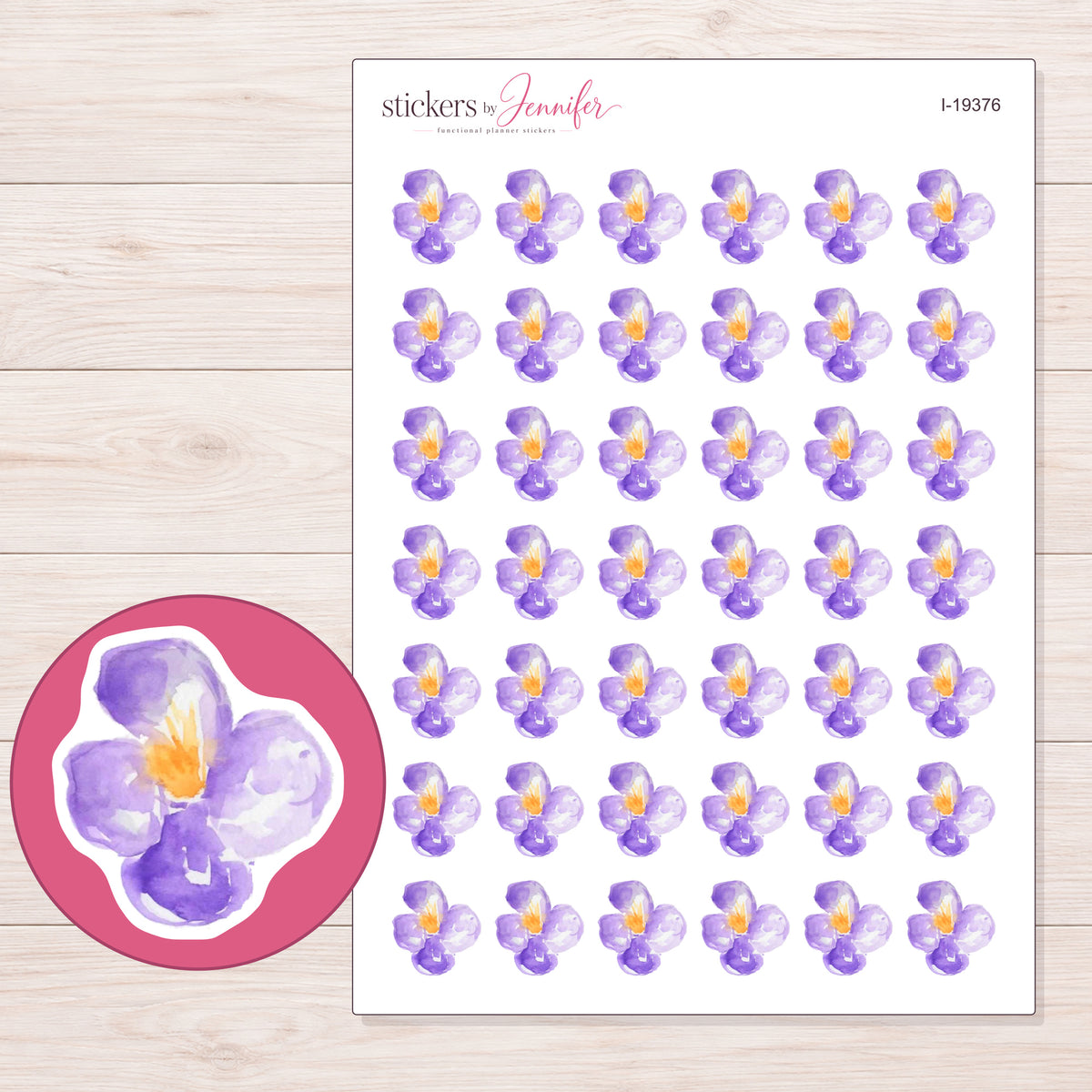 I-19376 planner sticker sheet with enlarged sticker detail