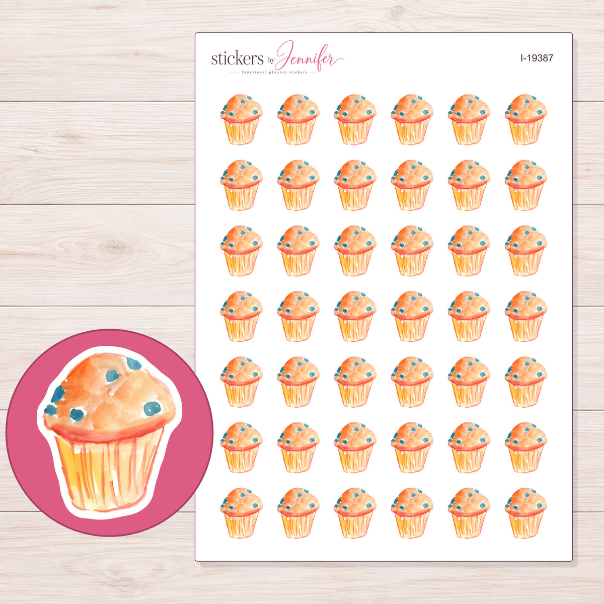 I-19387 planner sticker sheet with enlarged sticker detail