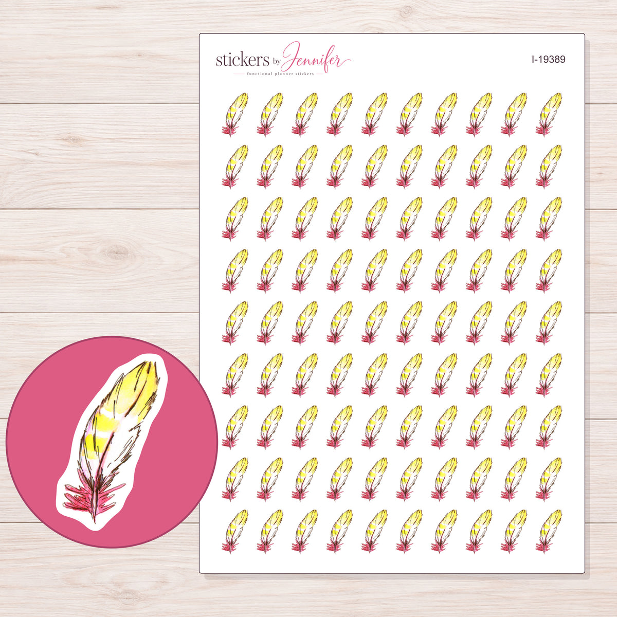 I-19389 planner sticker sheet with enlarged sticker detail