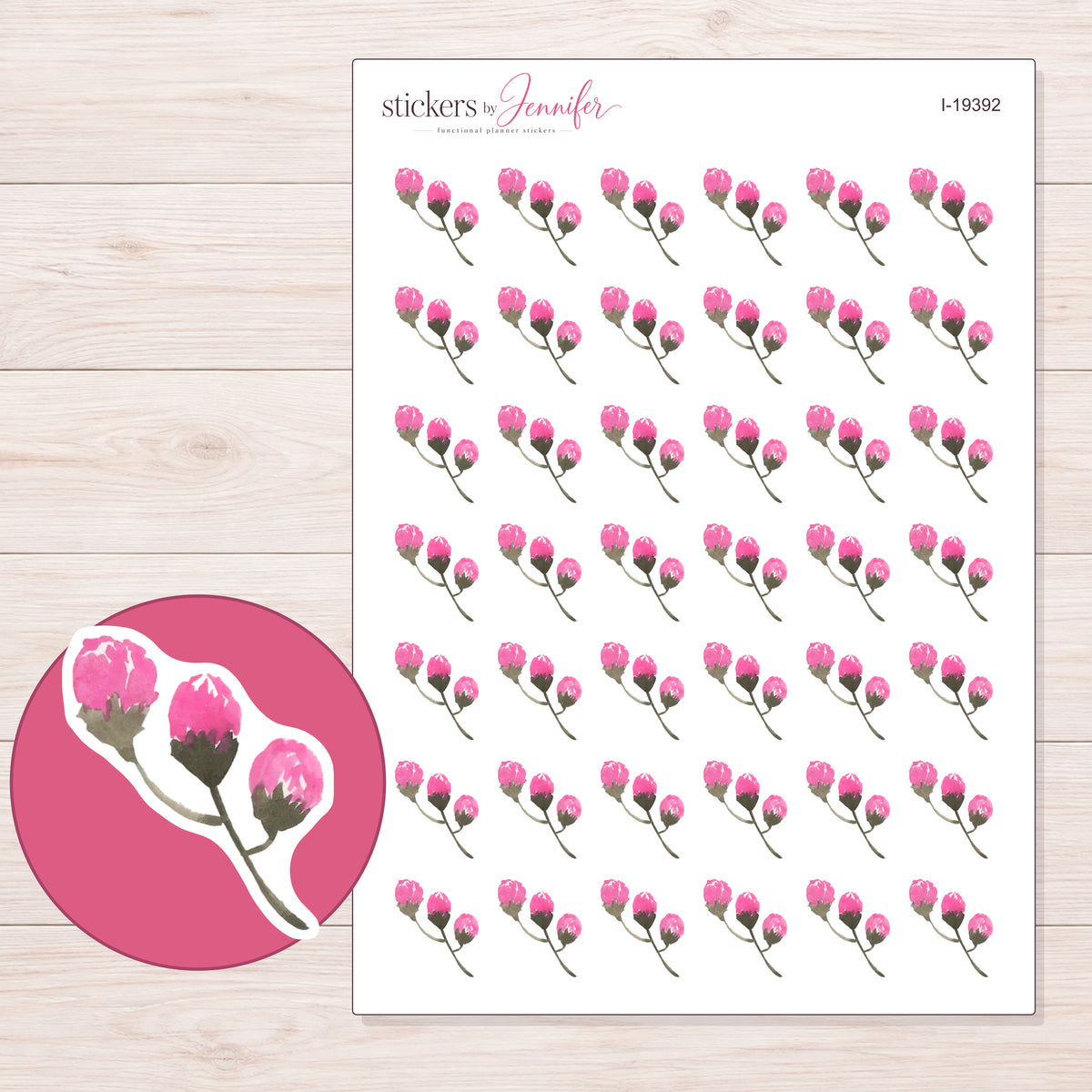 I-19392 planner sticker sheet with enlarged sticker detail
