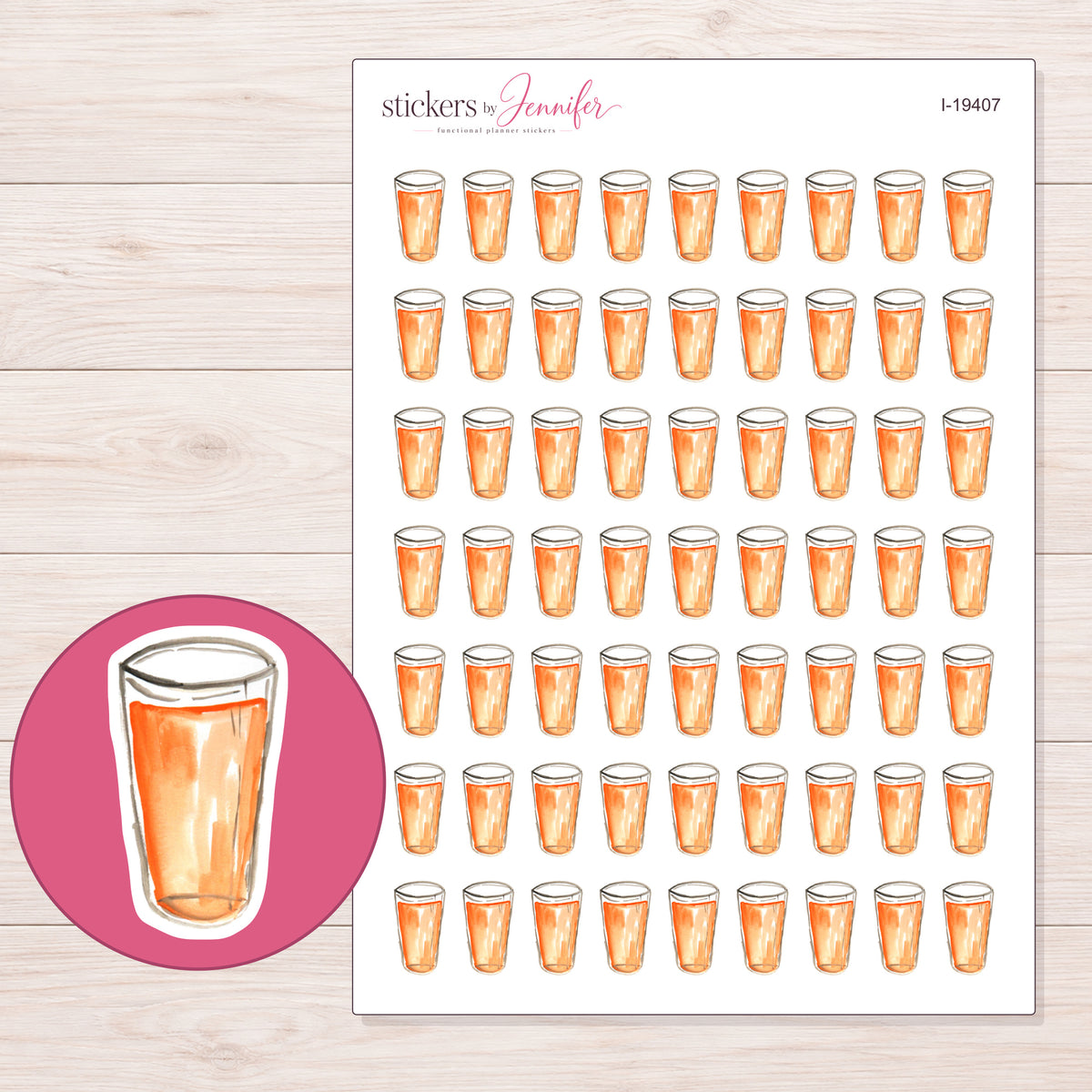 I-19407 planner sticker sheet with enlarged sticker detail