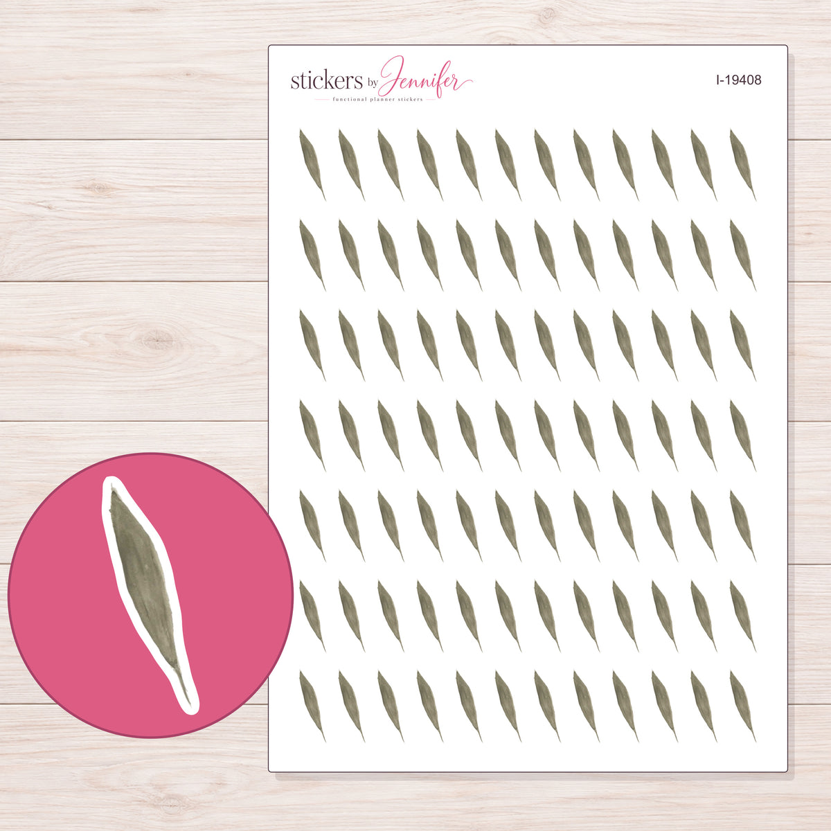 I-19408 planner sticker sheet with enlarged sticker detail