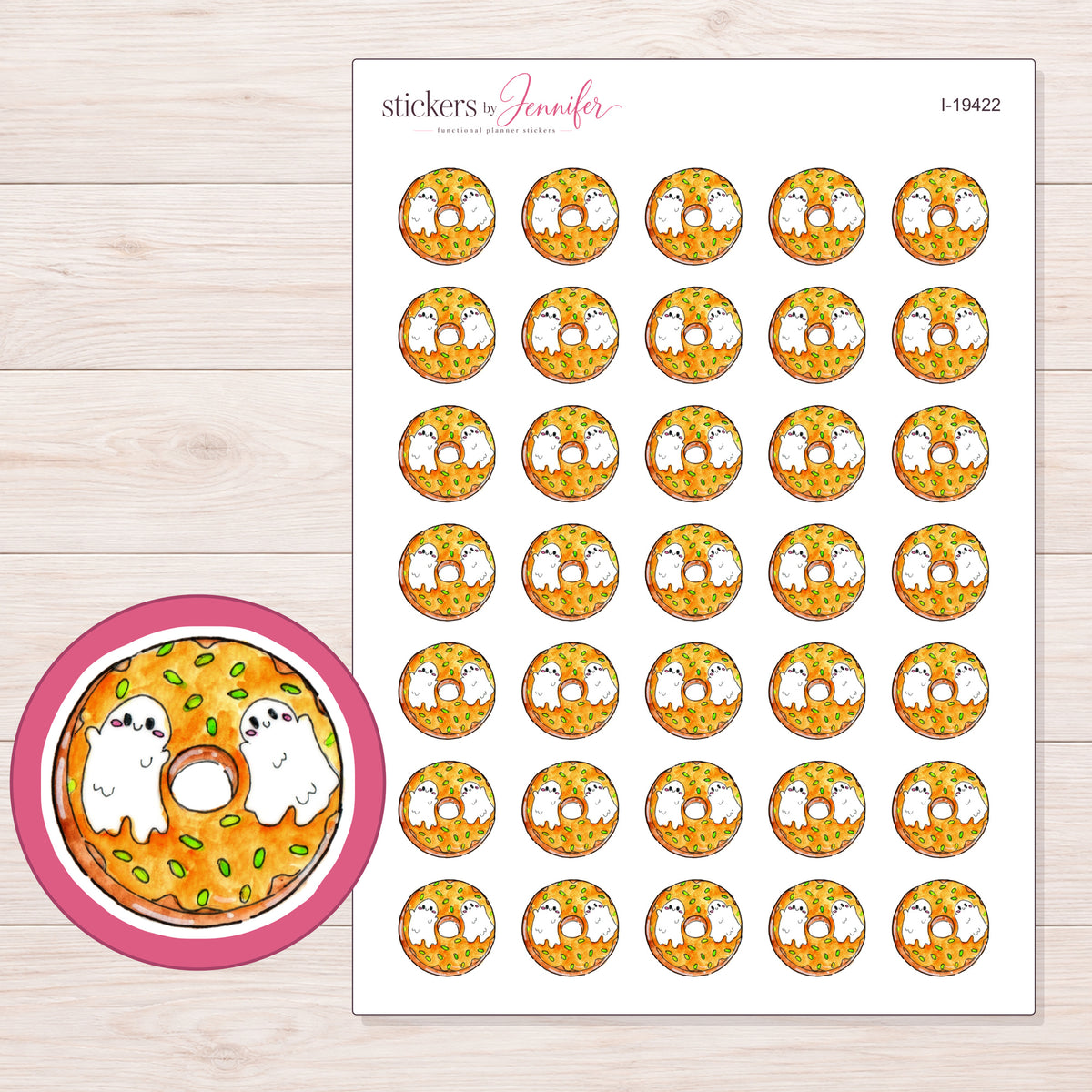 I-19422 planner sticker sheet with enlarged sticker detail