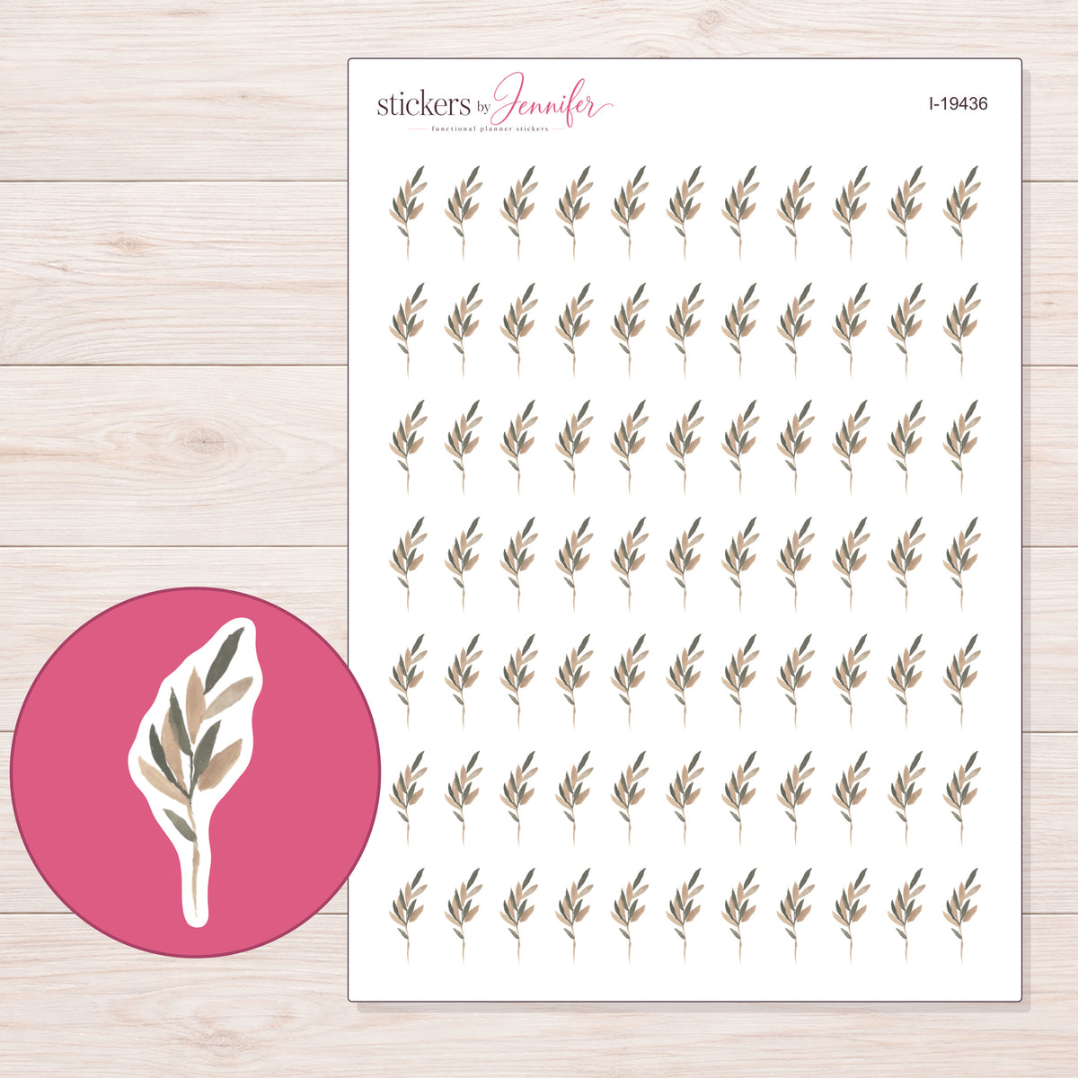 I-19436 planner sticker sheet with enlarged sticker detail