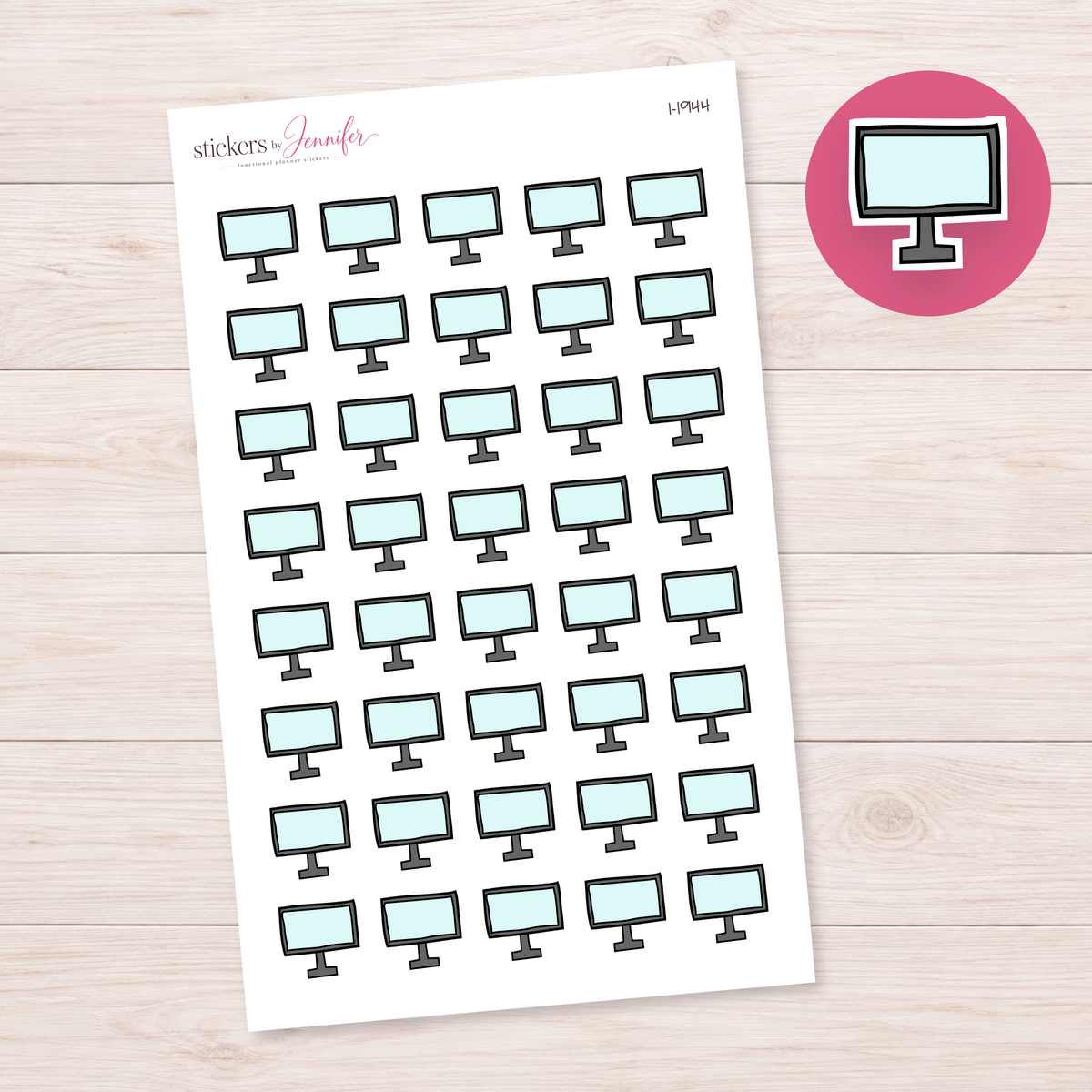 Gray Computer Monitor Planner Stickers | I-1944
