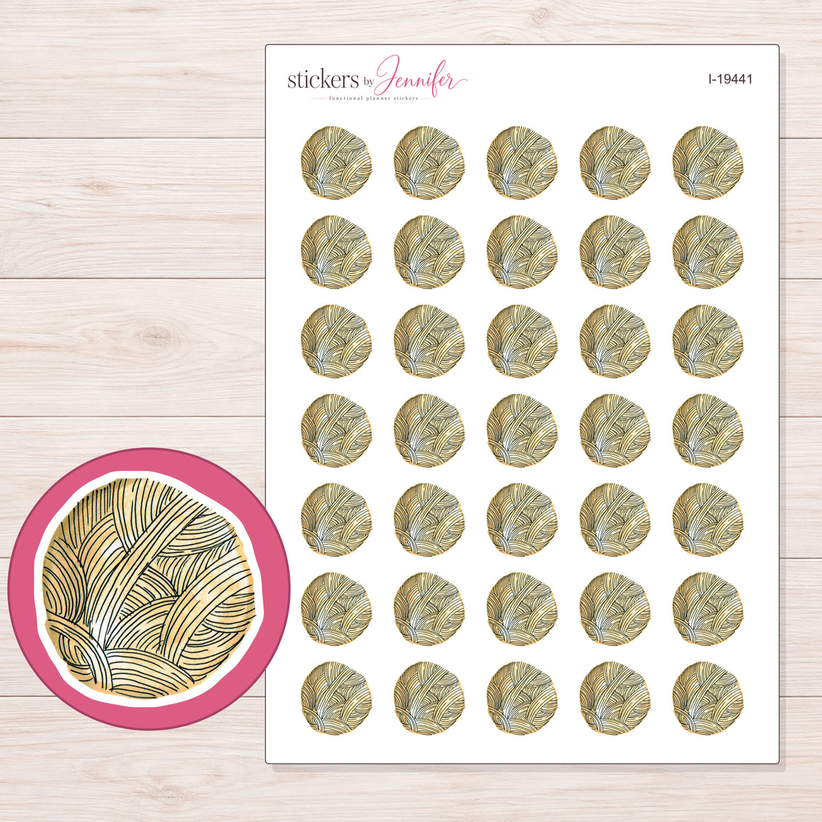 I-19441 planner sticker sheet with enlarged sticker detail