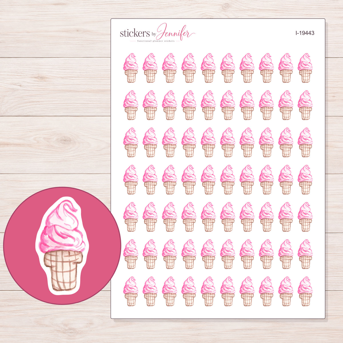 I-19443 planner sticker sheet with enlarged sticker detail