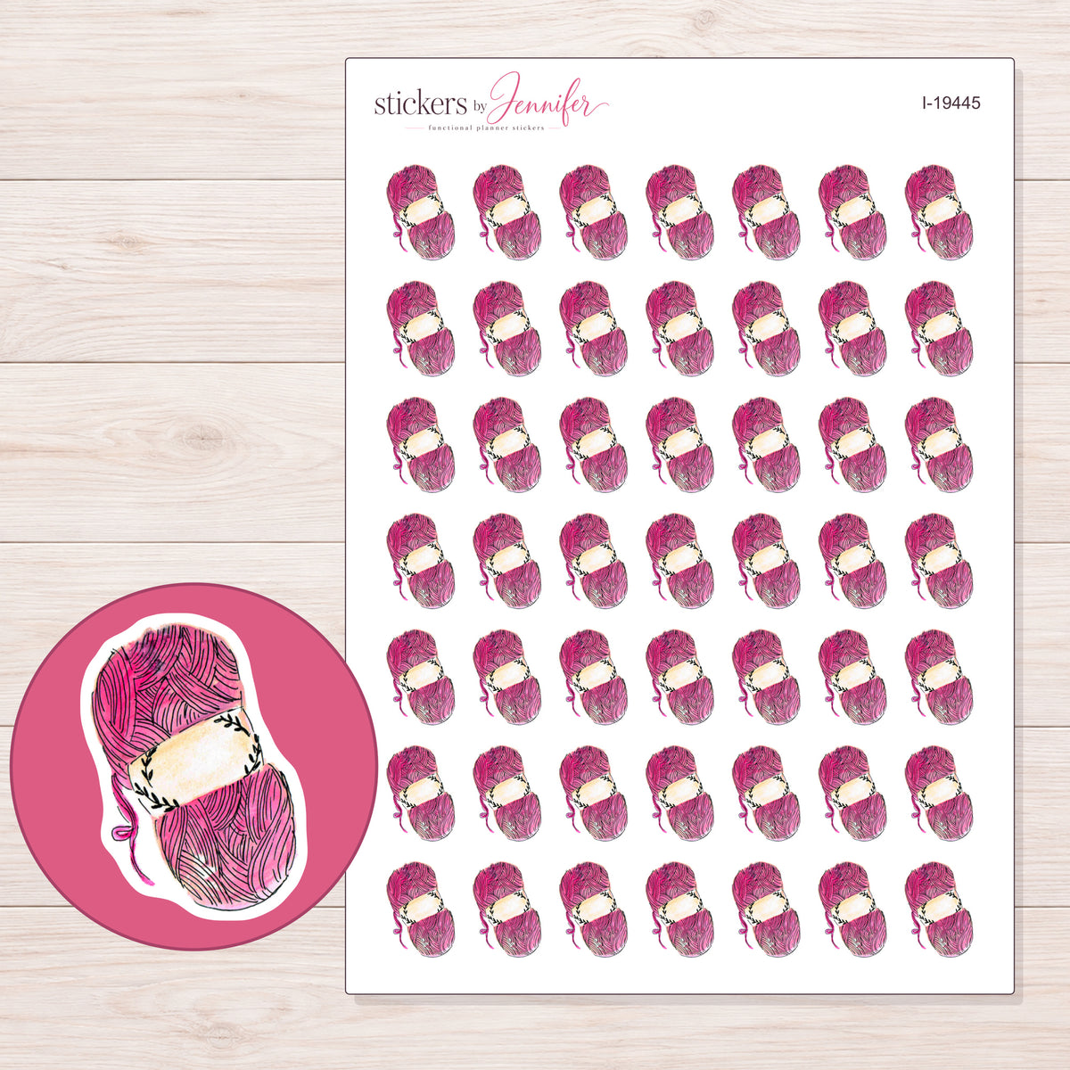 I-19445 planner sticker sheet with enlarged sticker detail