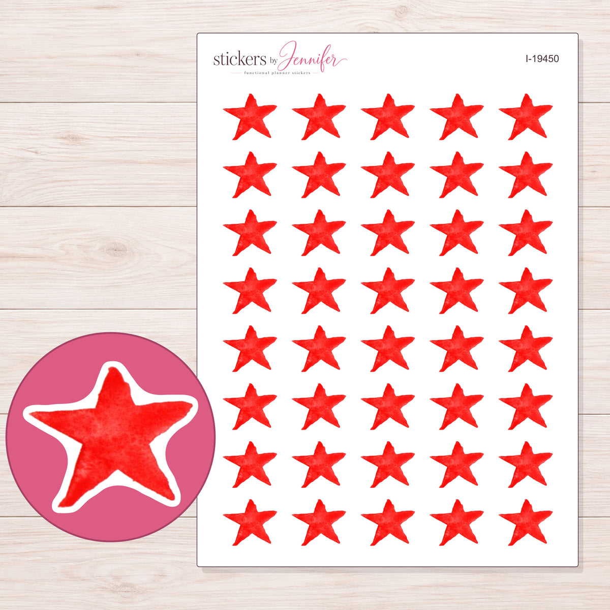 I-19450 planner sticker sheet with enlarged sticker detail