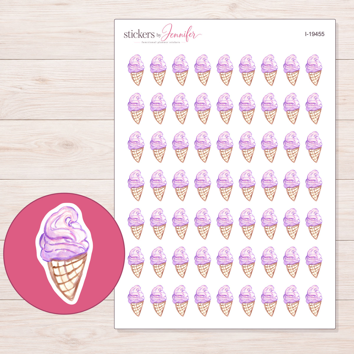 I-19455 planner sticker sheet with enlarged sticker detail