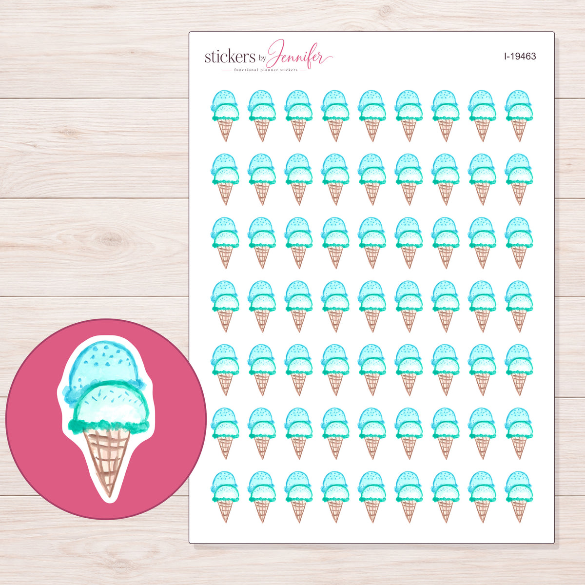 I-19463 planner sticker sheet with enlarged sticker detail