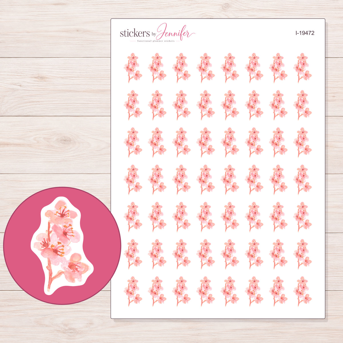 I-19472 planner sticker sheet with enlarged sticker detail