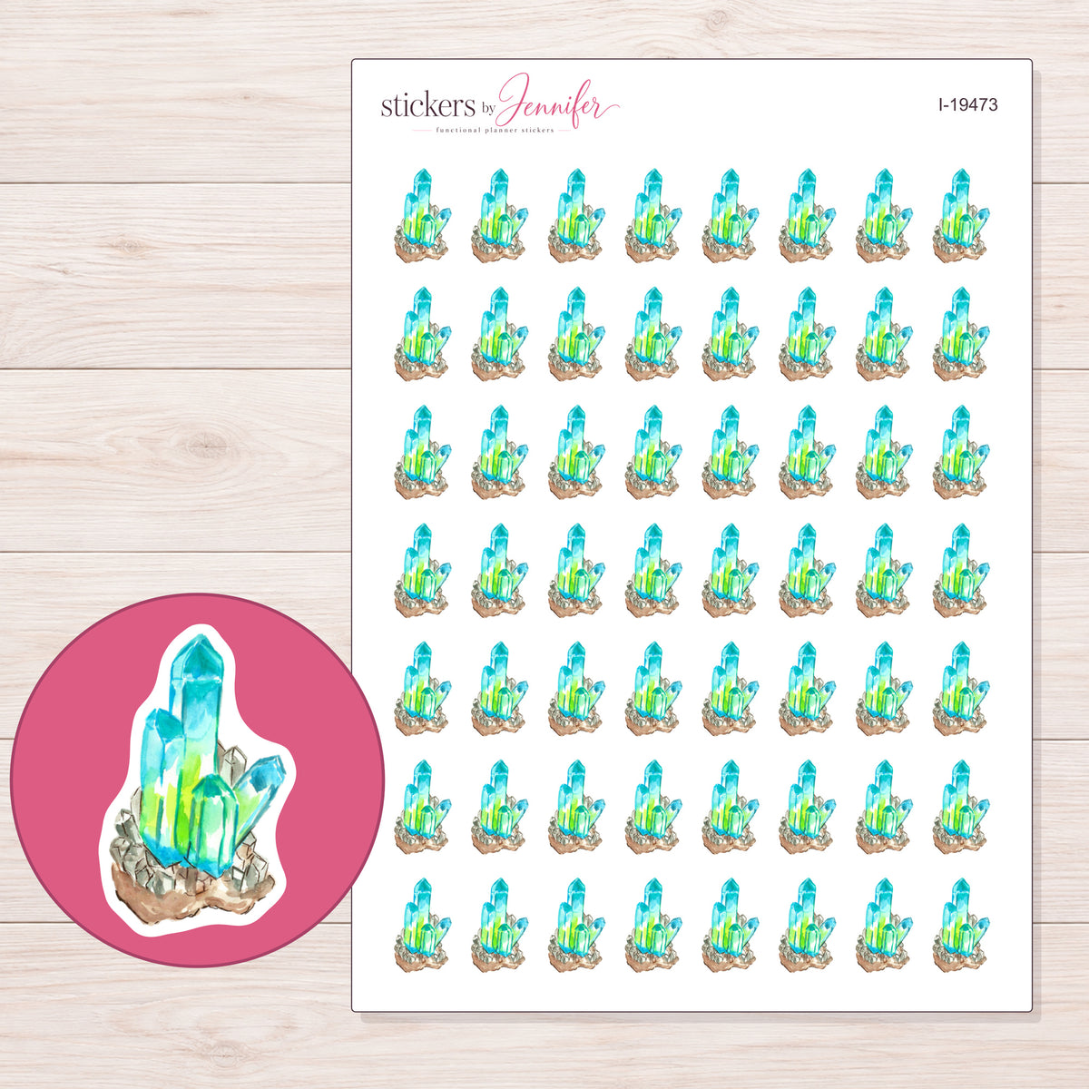 I-19473 planner sticker sheet with enlarged sticker detail