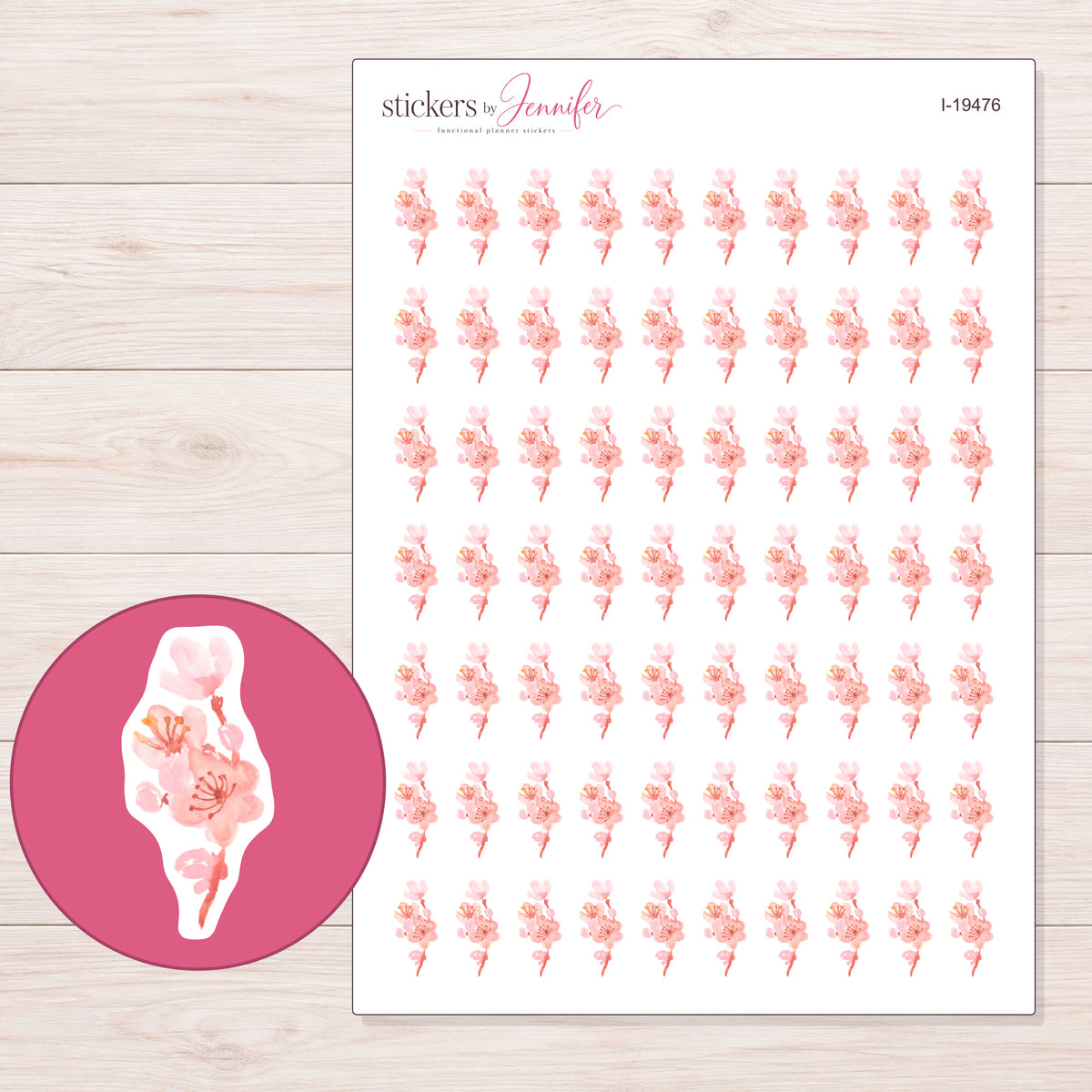 I-19476 planner sticker sheet with enlarged sticker detail