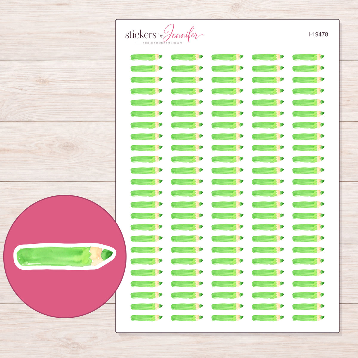 I-19478 planner sticker sheet with enlarged sticker detail