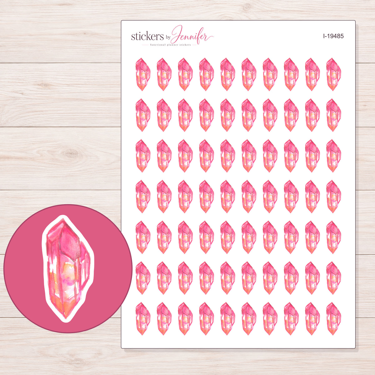 I-19485 planner sticker sheet with enlarged sticker detail