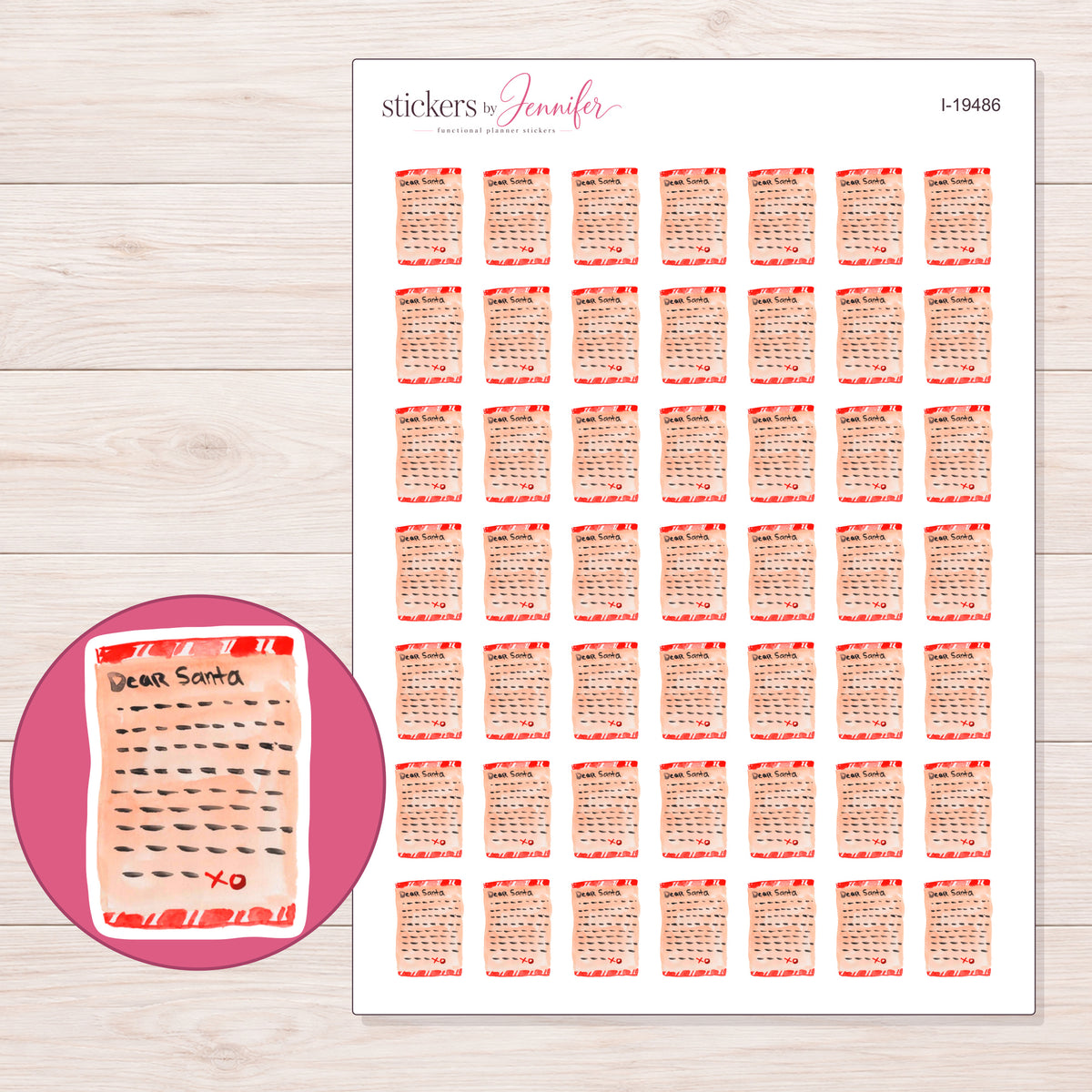 I-19486 planner sticker sheet with enlarged sticker detail
