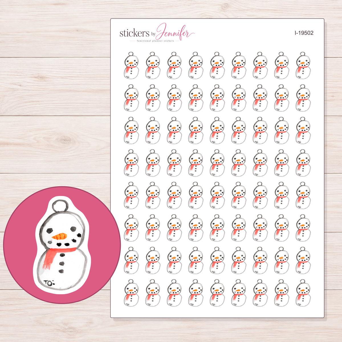 I-19502 planner sticker sheet with enlarged sticker detail