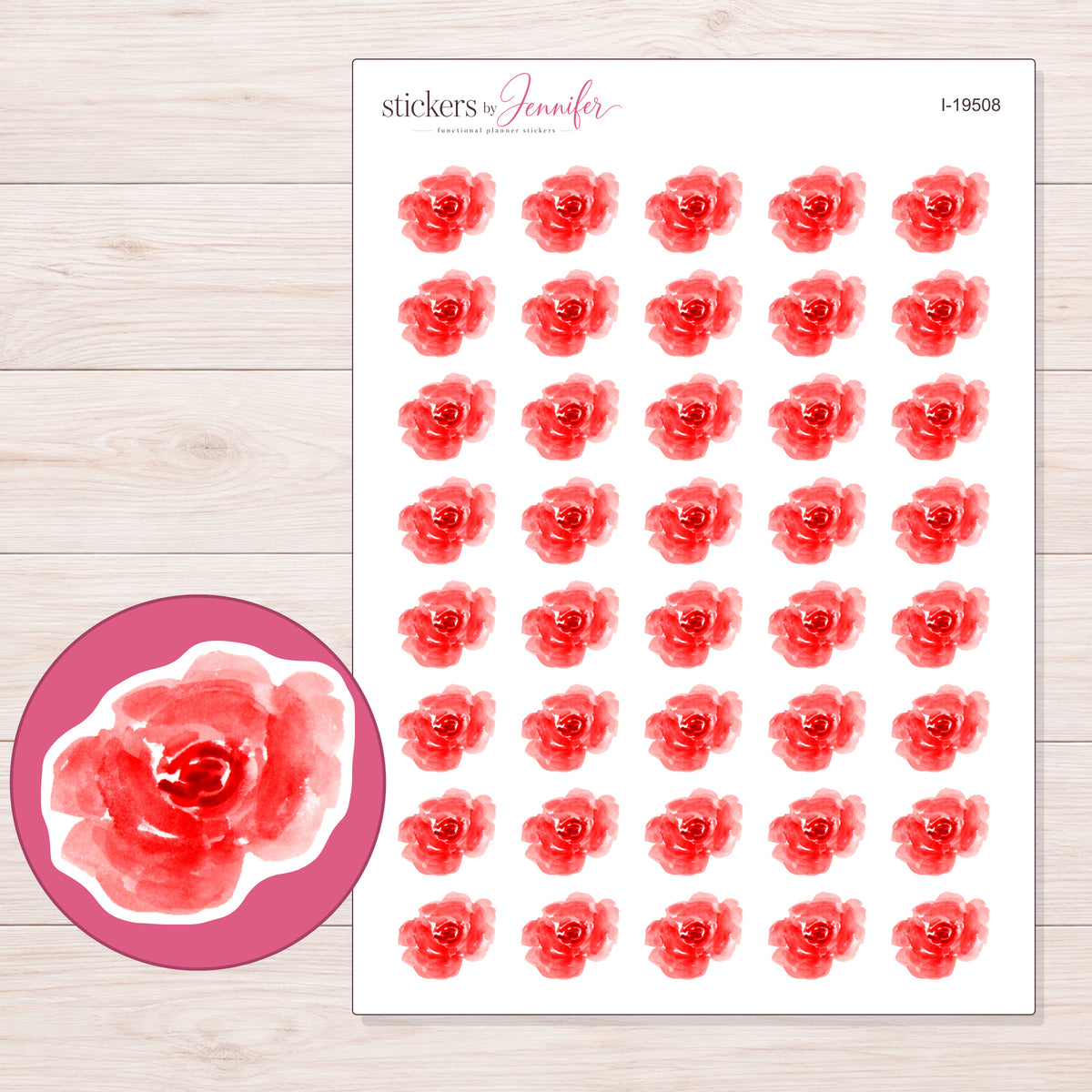I-19508 planner sticker sheet with enlarged sticker detail