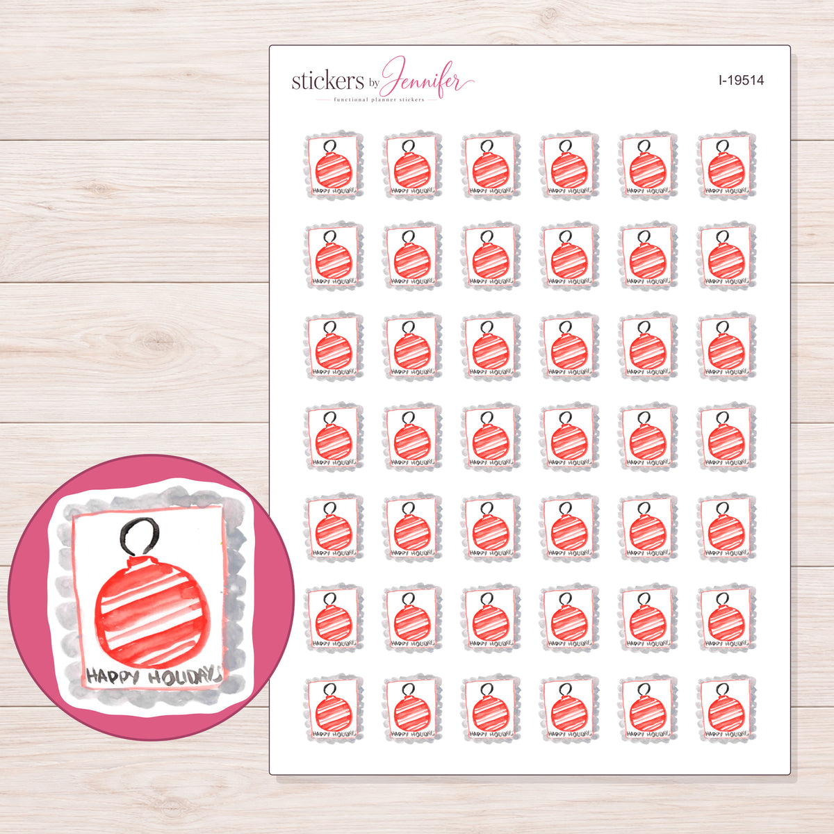 I-19514 planner sticker sheet with enlarged sticker detail