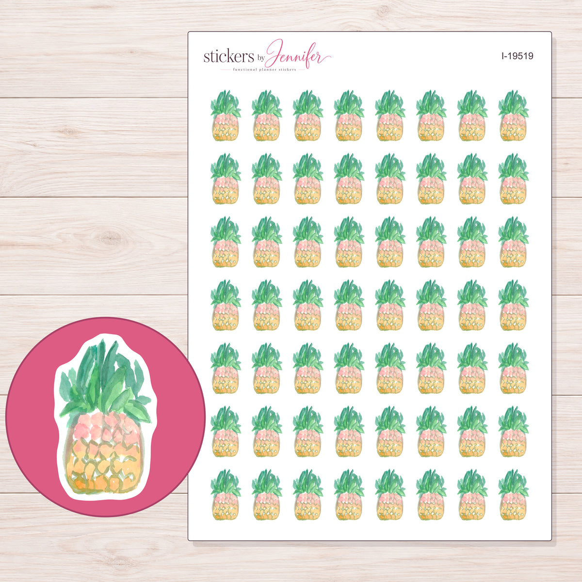 I-19519 planner sticker sheet with enlarged sticker detail