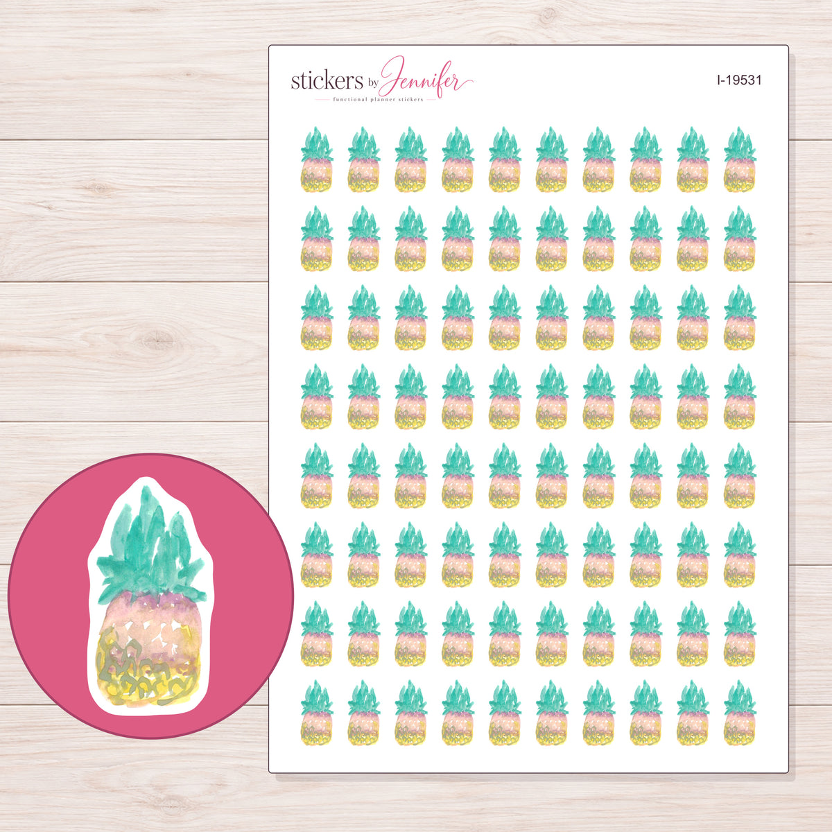 I-19531 planner sticker sheet with enlarged sticker detail