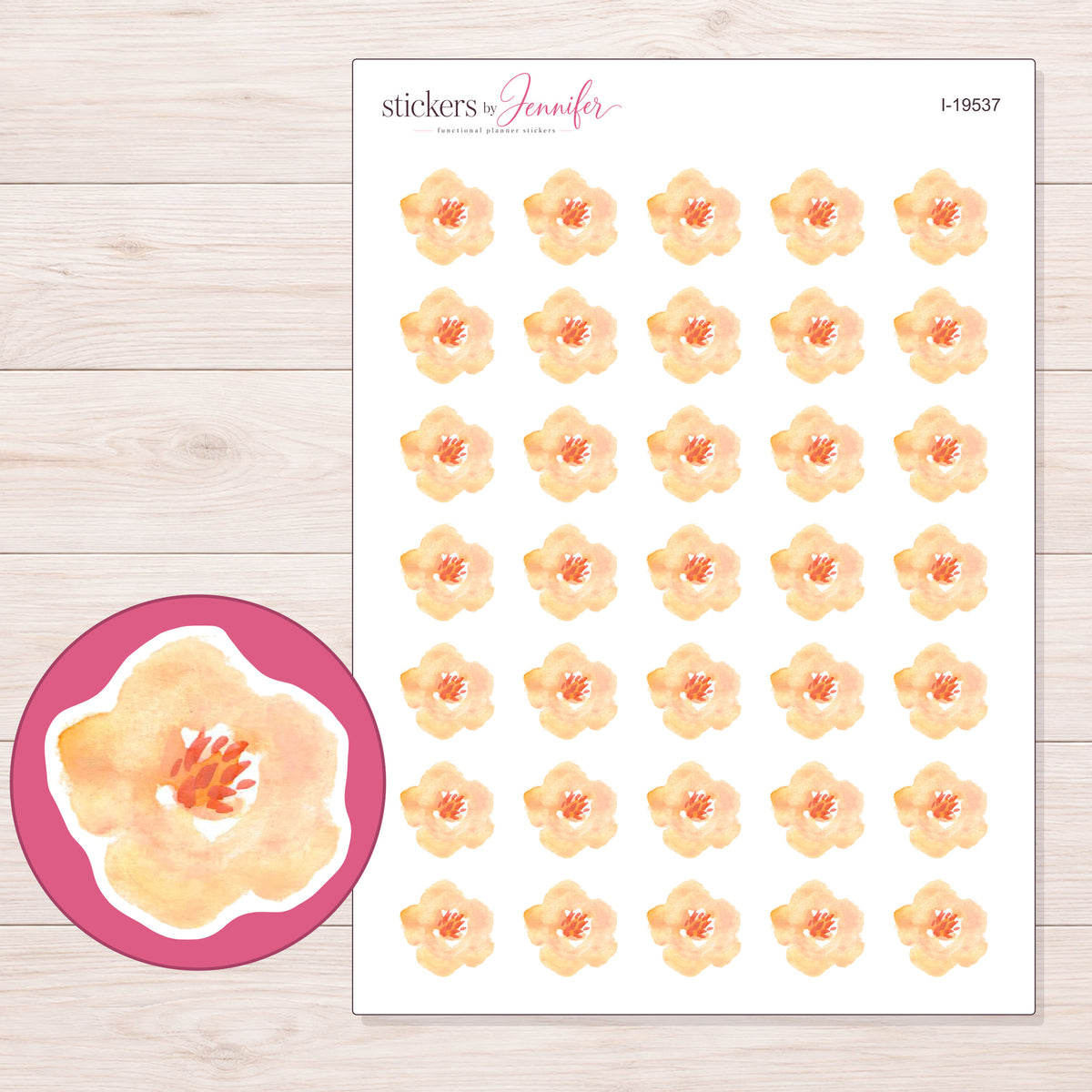I-19537 planner sticker sheet with enlarged sticker detail