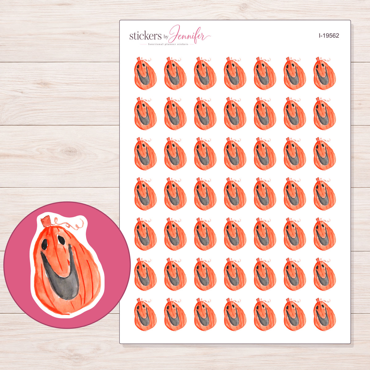 I-19562 planner sticker sheet with enlarged sticker detail