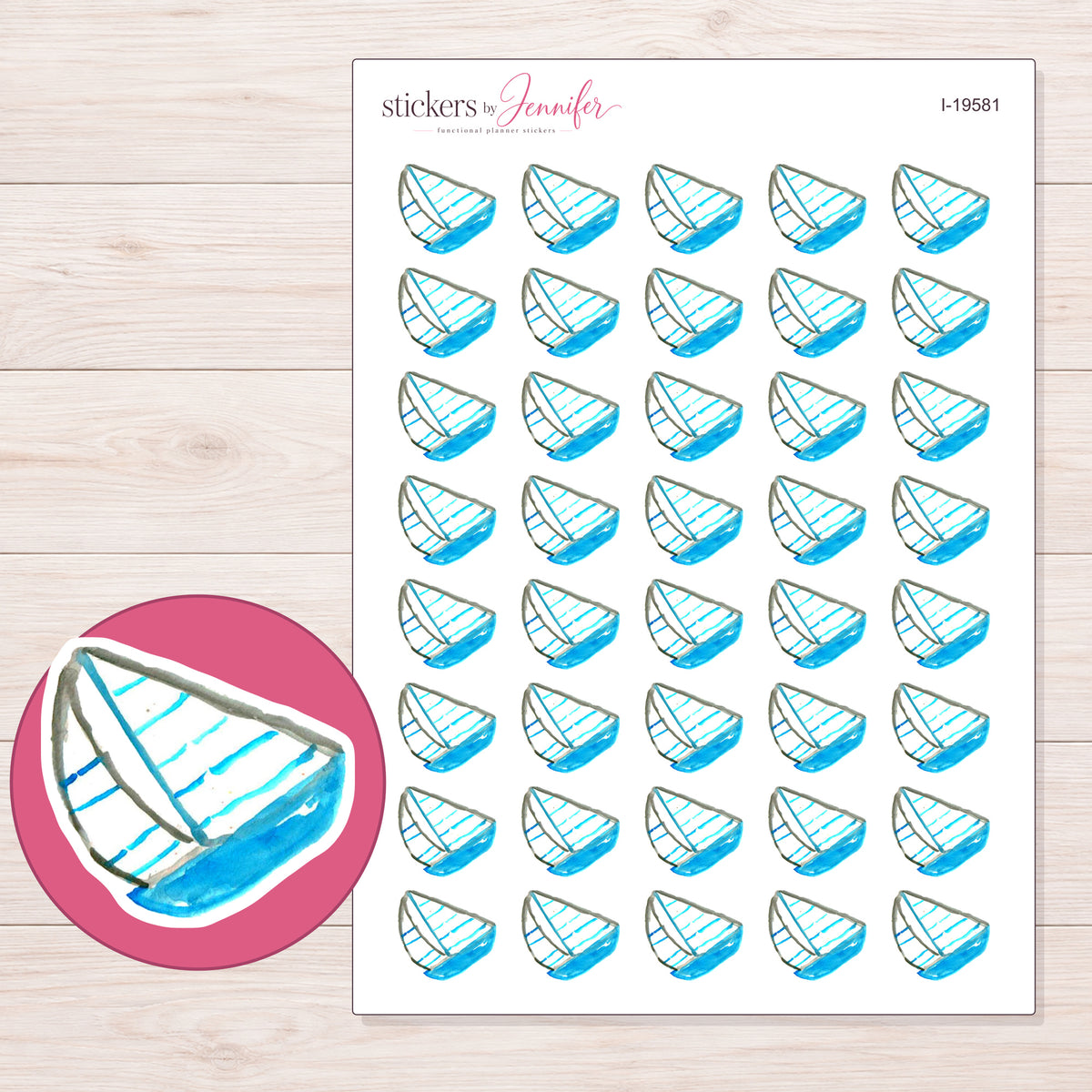 I-19581 planner sticker sheet with enlarged sticker detail
