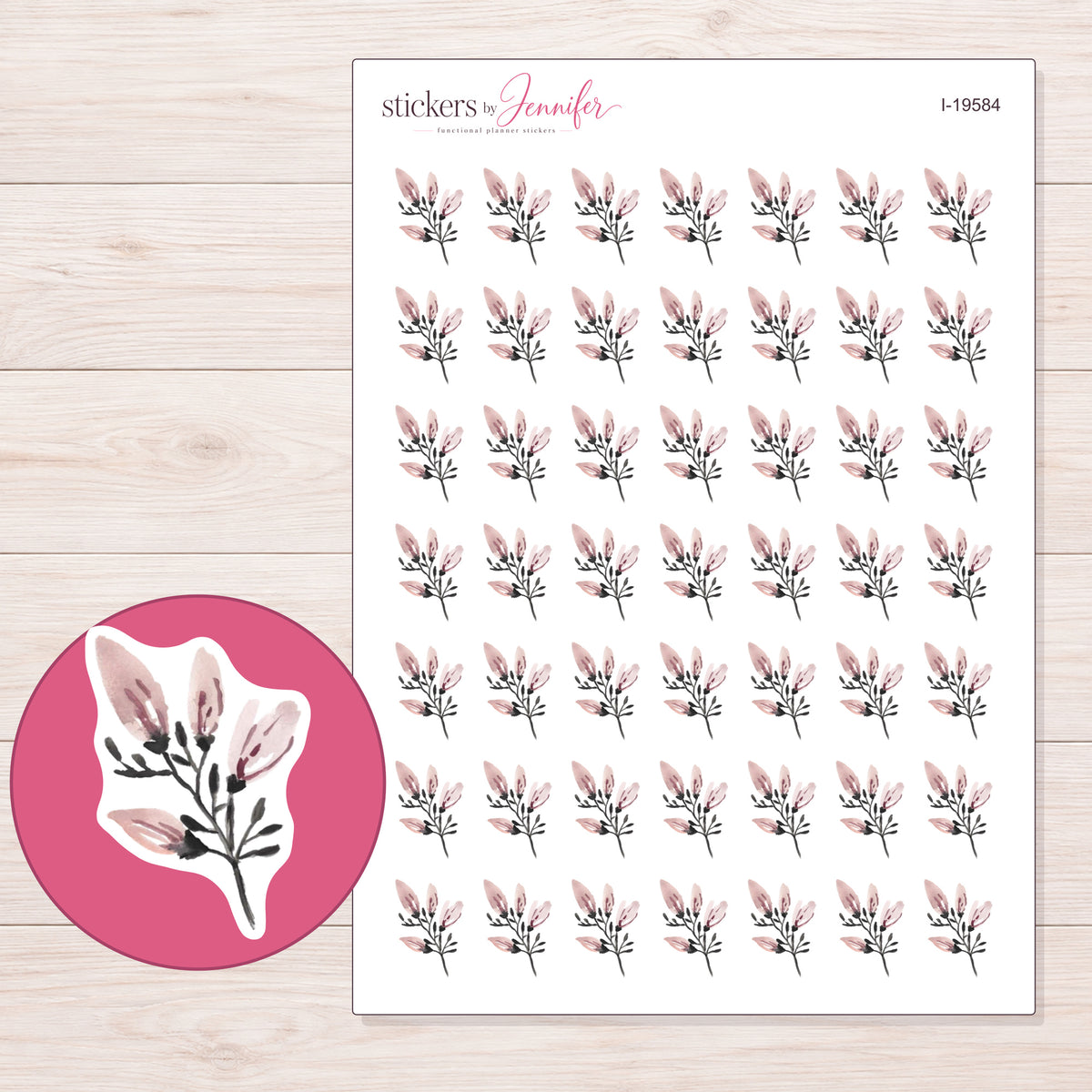 I-19584 planner sticker sheet with enlarged sticker detail