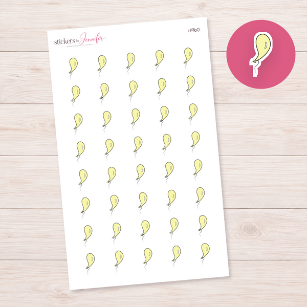 Yellow Party Balloon Planner Stickers | I-1960