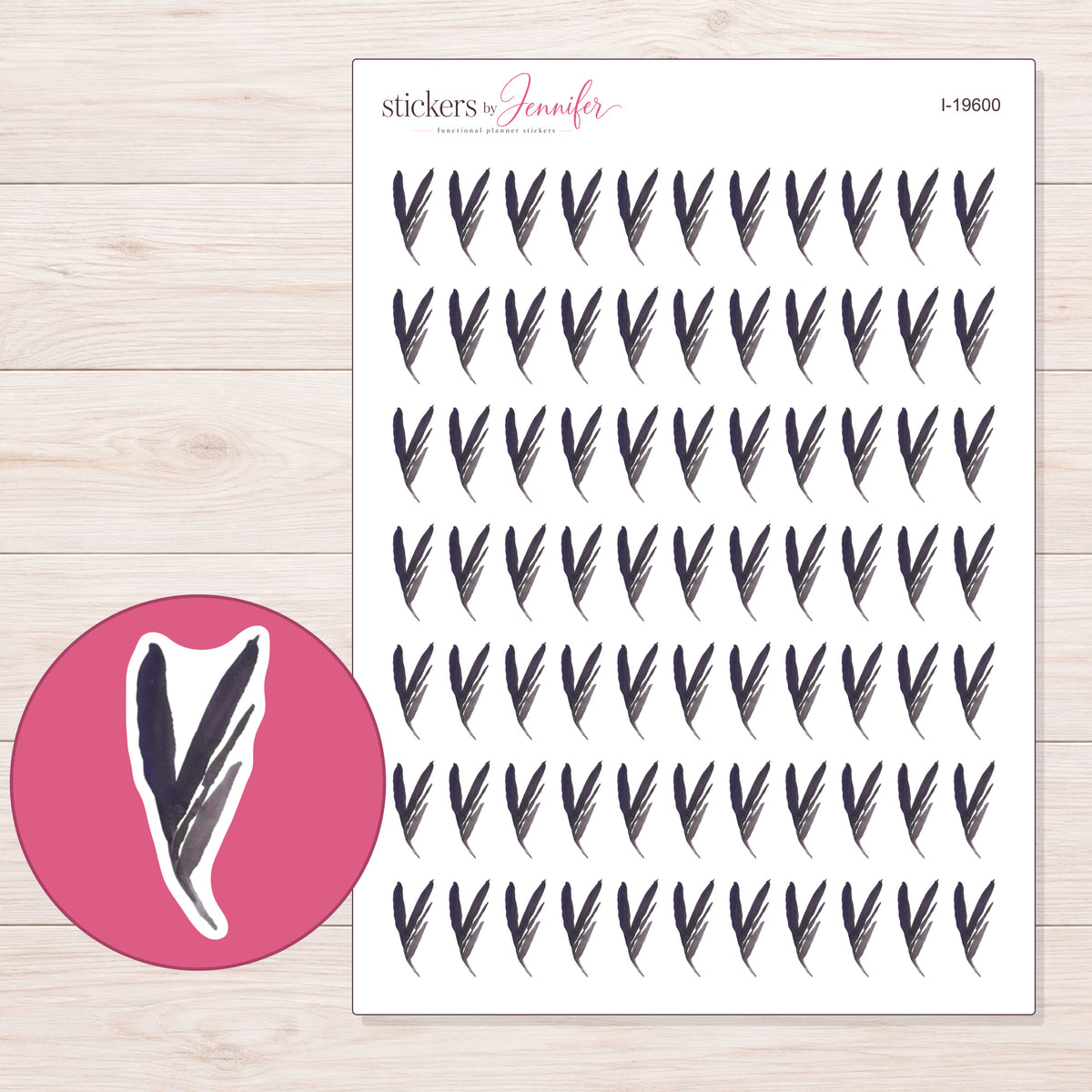 I-19600 planner sticker sheet with enlarged sticker detail