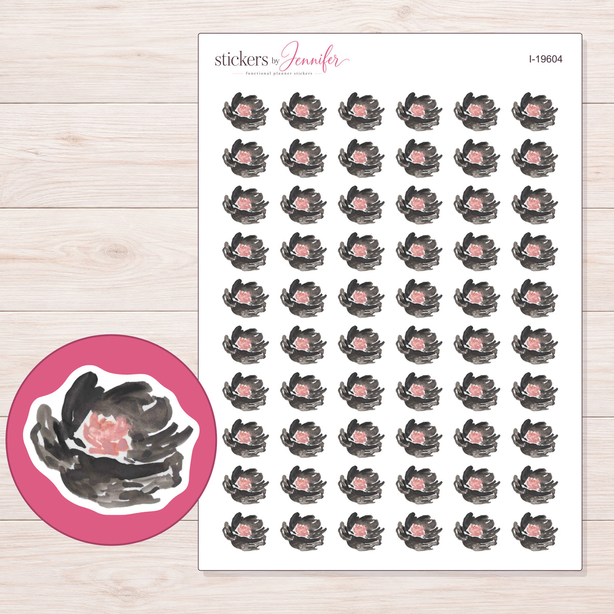 I-19604 planner sticker sheet with enlarged sticker detail