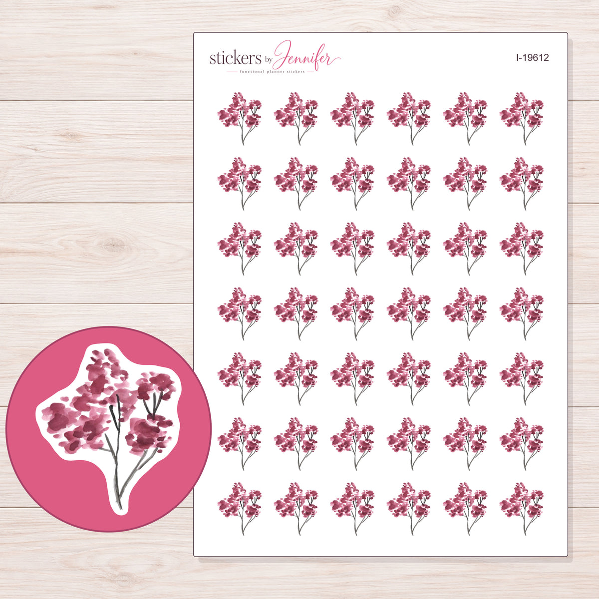I-19612 planner sticker sheet with enlarged sticker detail