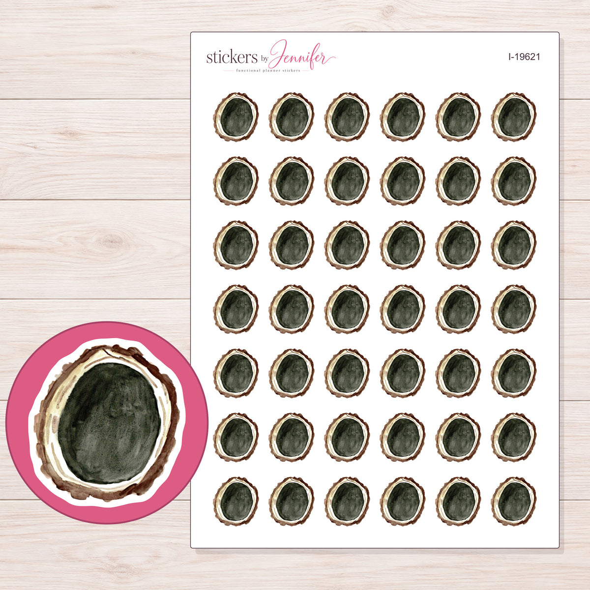 I-19621 planner sticker sheet with enlarged sticker detail