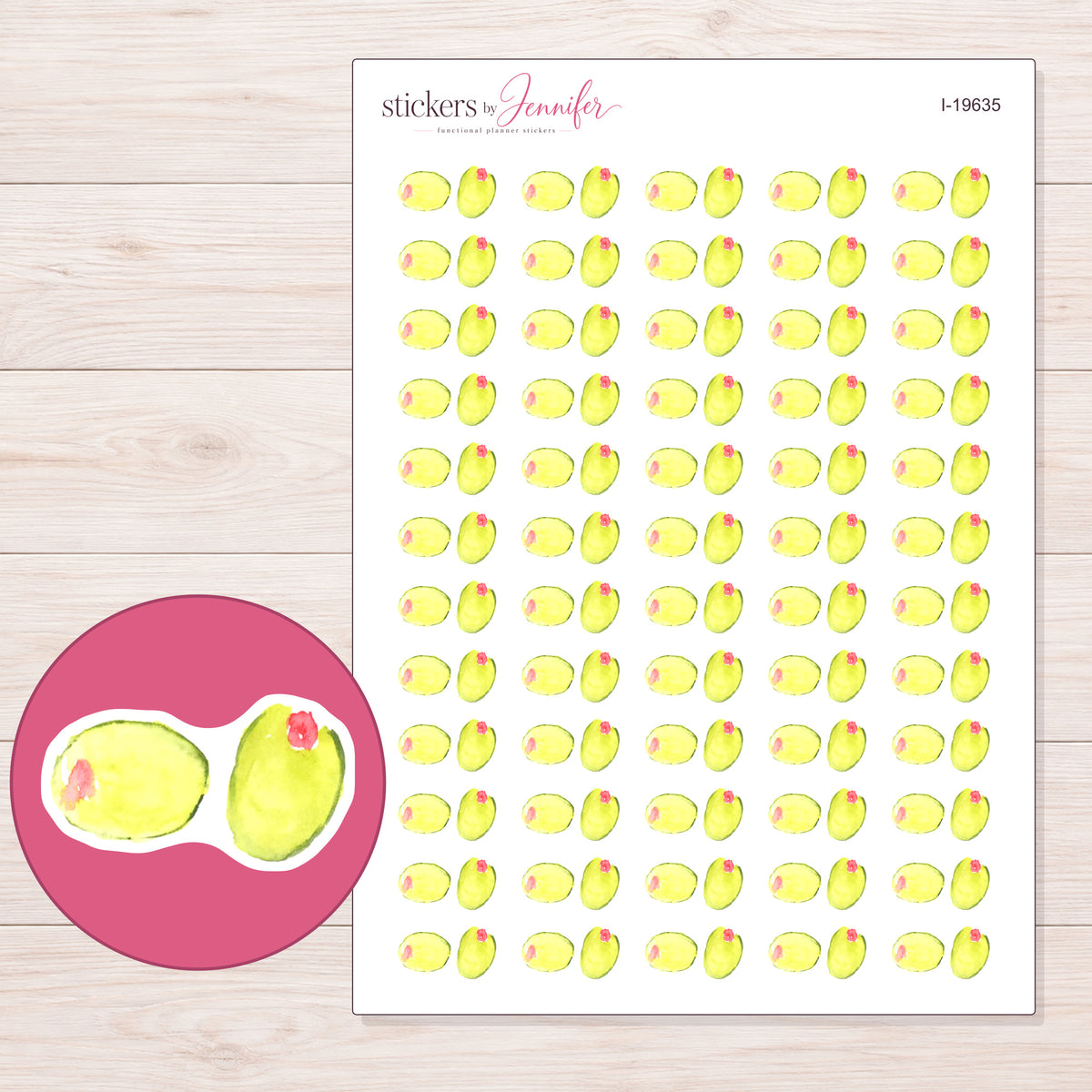 I-19635 planner sticker sheet with enlarged sticker detail