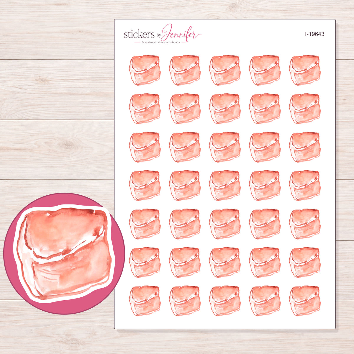 I-19643 planner sticker sheet with enlarged sticker detail