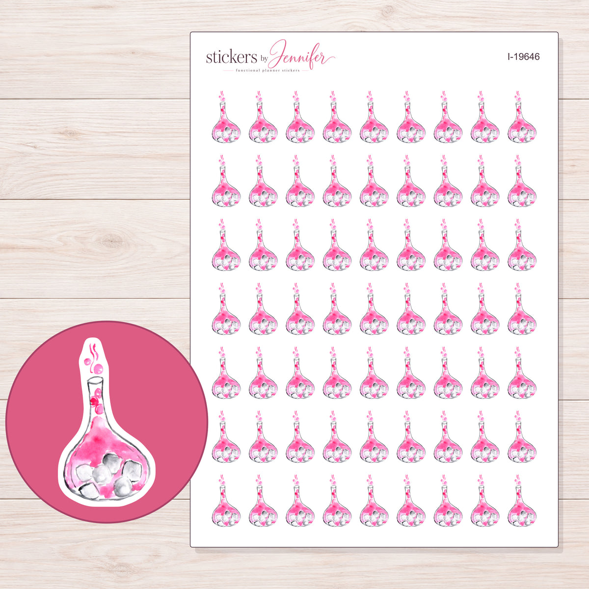 I-19646 planner sticker sheet with enlarged sticker detail